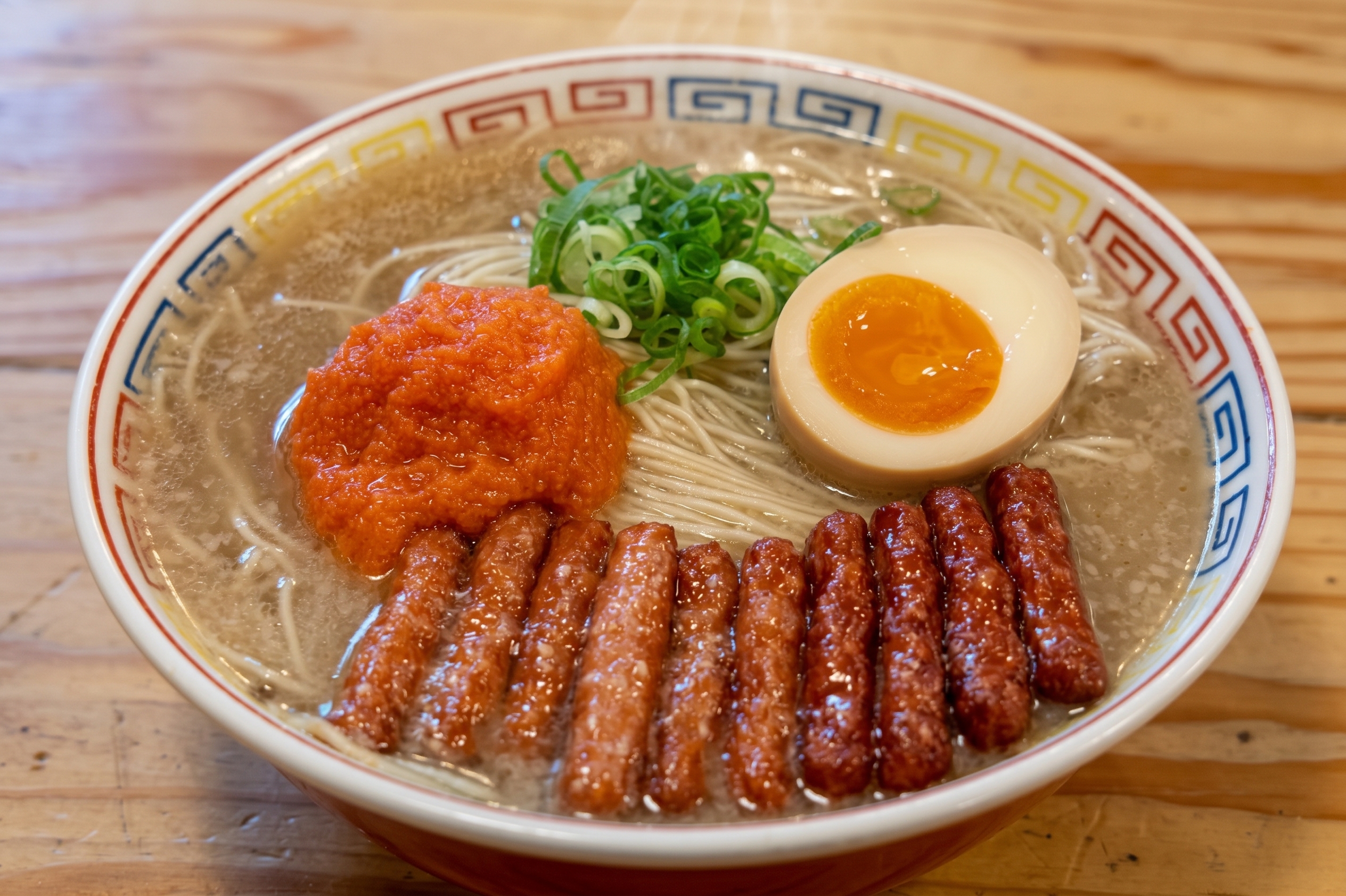 とんこつラーメン 明太マヨビッツトッピング   <br />
            （博多だるま）